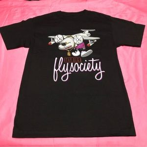 Vintage rare Stay High Fly Society graphic cartoon shark plane shirt Never used
